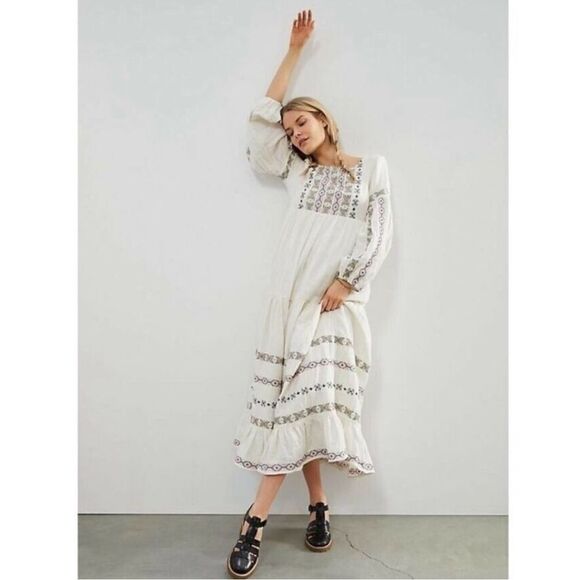 Anthropologie Lucienne Embroidered Maxi Dress- new without tags Size 0 - Picture 1 of 11